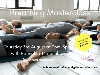 Breathing Masterclass with Hannah Thursday 3rd August 7pm