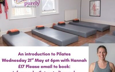 New Beginner Introduction to Mat Pilates class Wednesday 21st May at 6pm