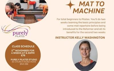New 4 week Reformer Intro for Complete Beginners starting Wednesday 5th November at 6.30pm with Kelly